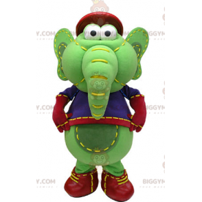 Disfraz de mascota BIGGYMONKEY™ Elefante verde y amarillo con