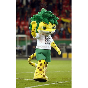 BIGGYMONKEY™ Mascottekostuum Geel gevlekte tijger met groen