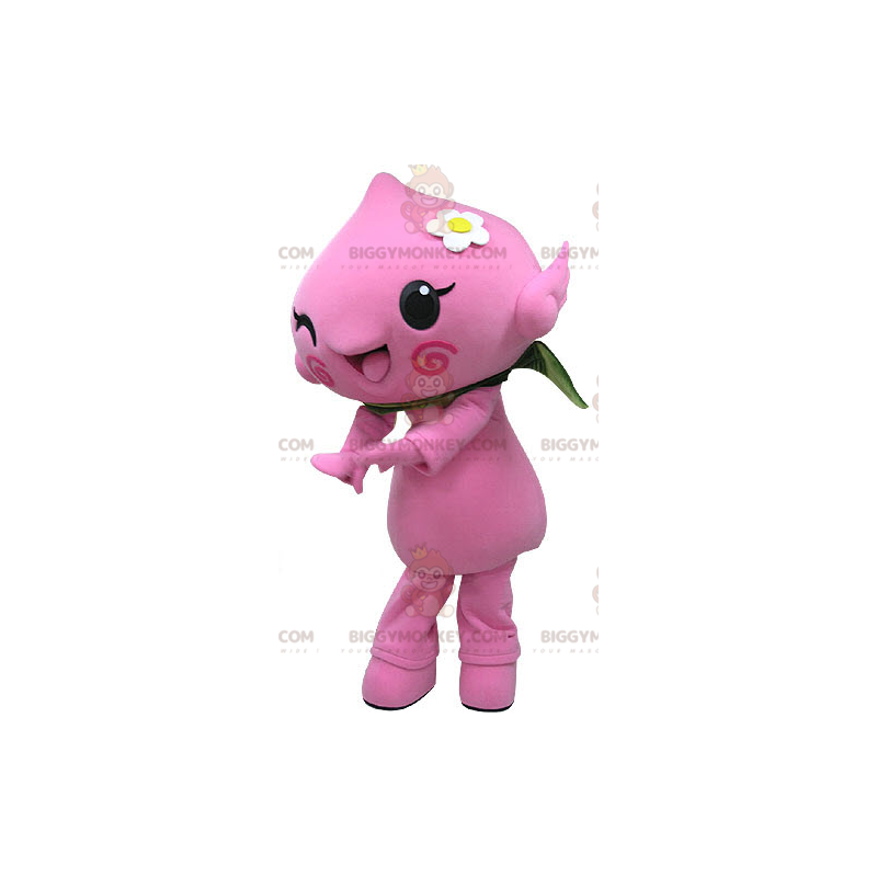 Costume de mascotte BIGGYMONKEY™ de bonhomme rose. Costume de