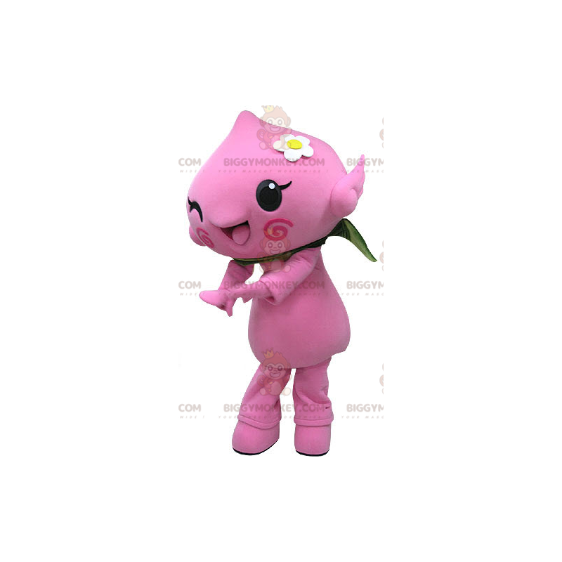 Kostým maskota růžového muže BIGGYMONKEY™. Kostým maskota
