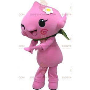 Costume de mascotte BIGGYMONKEY™ de bonhomme rose. Costume de