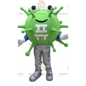 Costume da mascotte BIGGYMONKEY™ dei batteri del virus verde.