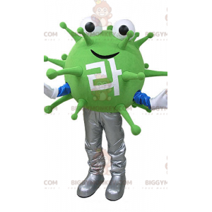 Costume da mascotte BIGGYMONKEY™ mostro virus verde. Costume da