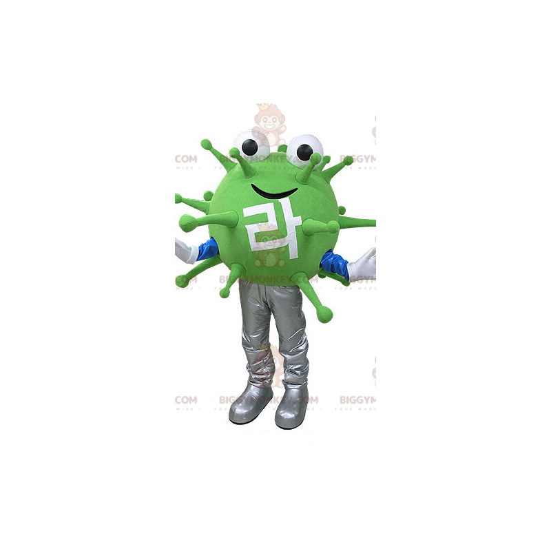 Fantasia de mascote BIGGYMONKEY™ do Monstro Vírus Verde. Traje
