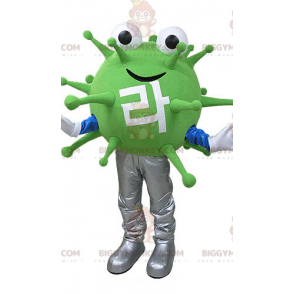 Fantasia de mascote BIGGYMONKEY™ do Monstro Vírus Verde. Traje