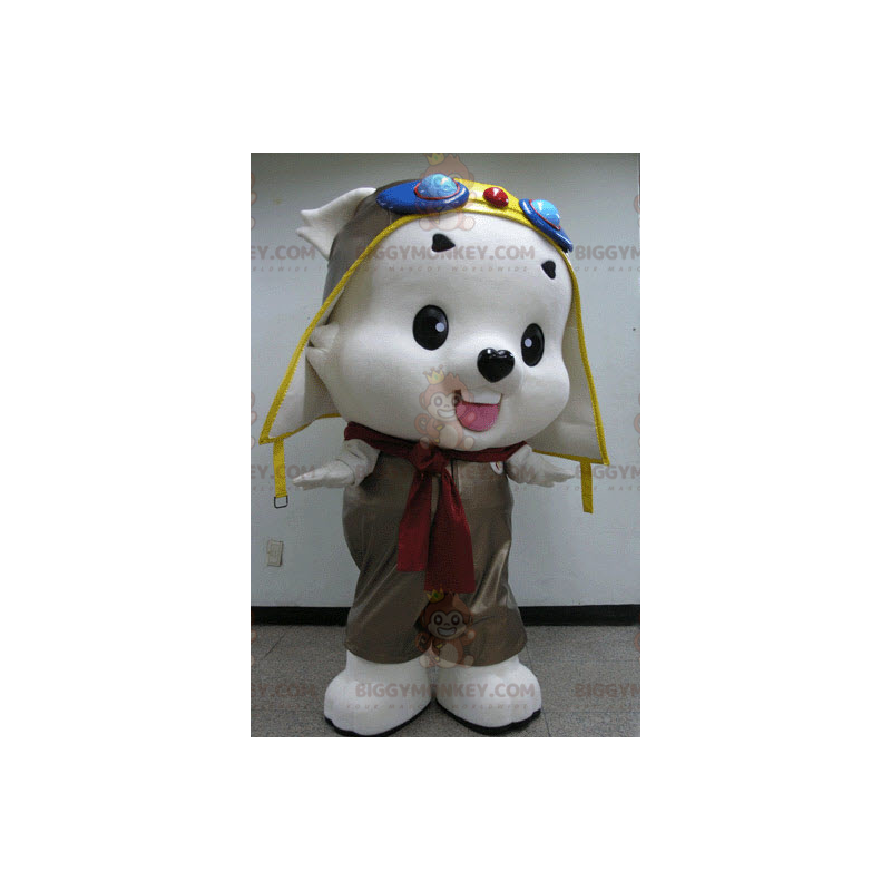 Disfraz de mascota BIGGYMONKEY™ Teddy blanco con traje de