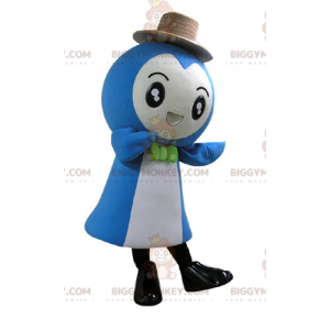 Costume de mascotte BIGGYMONKEY™ de bonhomme bleu et blanc très