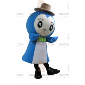 Costume de mascotte BIGGYMONKEY™ de bonhomme bleu et blanc très