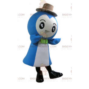 Costume mascotte BIGGYMONKEY™ pupazzo di neve blu e bianco