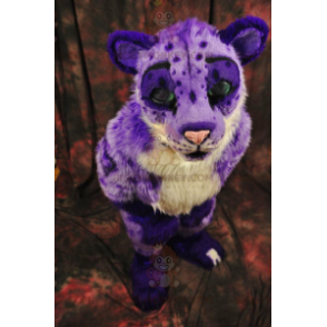 Kostým maskota fialového a bílého geparda kočkovité šelmy