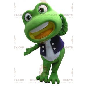 Costume de mascotte BIGGYMONKEY™ de grenouille verte et blanche