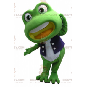 BIGGYMONKEY™ Costume da mascotte rana gigante verde e bianca -