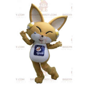 BIGGYMONKEY™ mascot costume of beige and white fox with