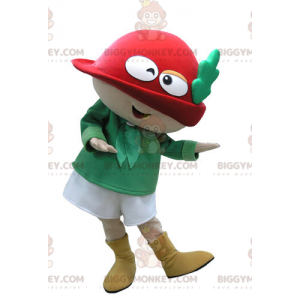 BIGGYMONKEY™ Grøn og rød Leprechaun maskotkostume med hat -