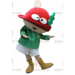 Traje de mascote de duende verde e vermelho BIGGYMONKEY™ com