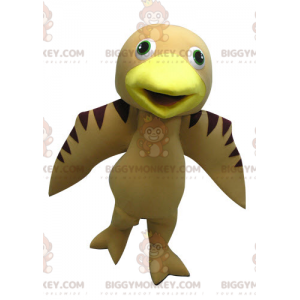 BIGGYMONKEY™ Maskottchen-Kostüm, braun und gelb-beige Vogel -