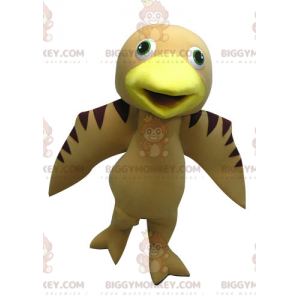 Bruin en geel beige vogel BIGGYMONKEY™ mascottekostuum -