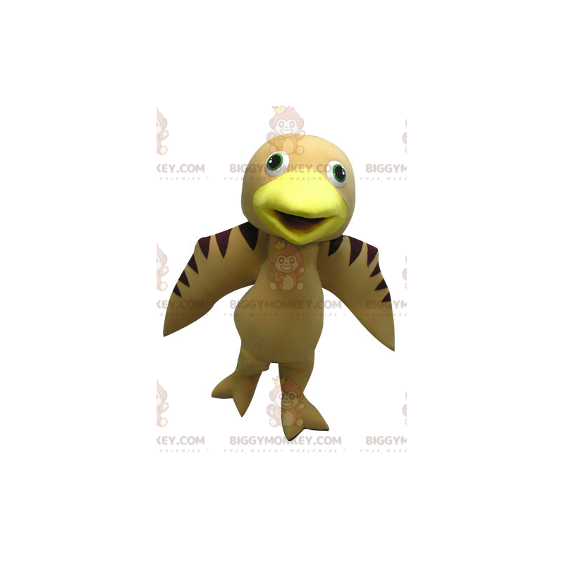 Costume de mascotte BIGGYMONKEY™ d'oiseau beige marron et jaune