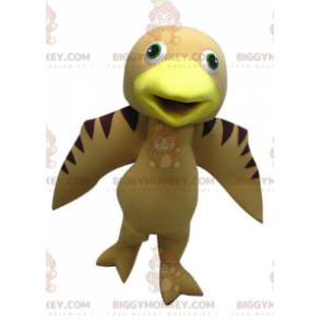 Bruin en geel beige vogel BIGGYMONKEY™ mascottekostuum -