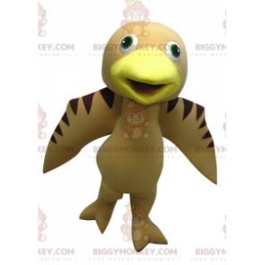 Costume mascotte BIGGYMONKEY™ uccello marrone e giallo beige -