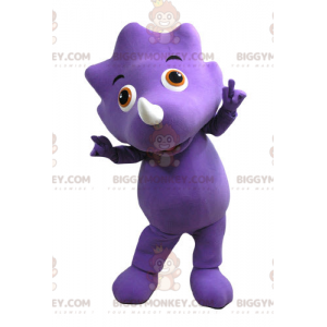 Purple Dinosaur BIGGYMONKEY™ Mascot Costume with Orange Eyes -