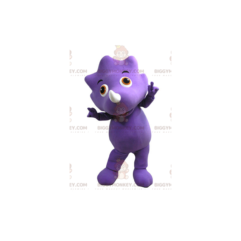 Purple Dinosaur BIGGYMONKEY™ Mascot Costume with Orange Eyes -