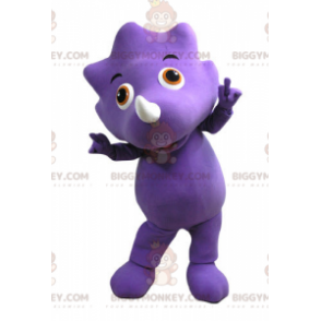 Purple Dinosaur BIGGYMONKEY™ Mascot Costume with Orange Eyes -