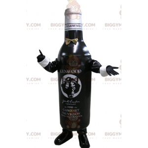 Černobílá láhev maskota BIGGYMONKEY™. Láhev vína –