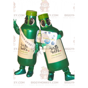 2 fiaschette verdi della mascotte di BIGGYMONKEY™. 2 bottiglie