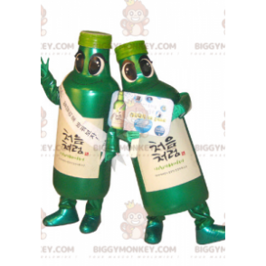 2 BIGGYMONKEY™s Maskottchen grüne Flaschen. 2 Flaschen