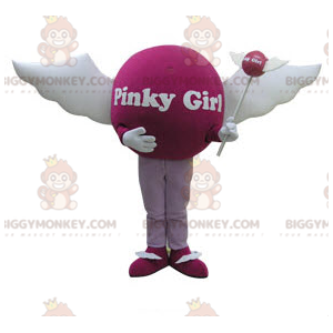 BIGGYMONKEY™ costume da mascotte di pallina rosa con le ali.