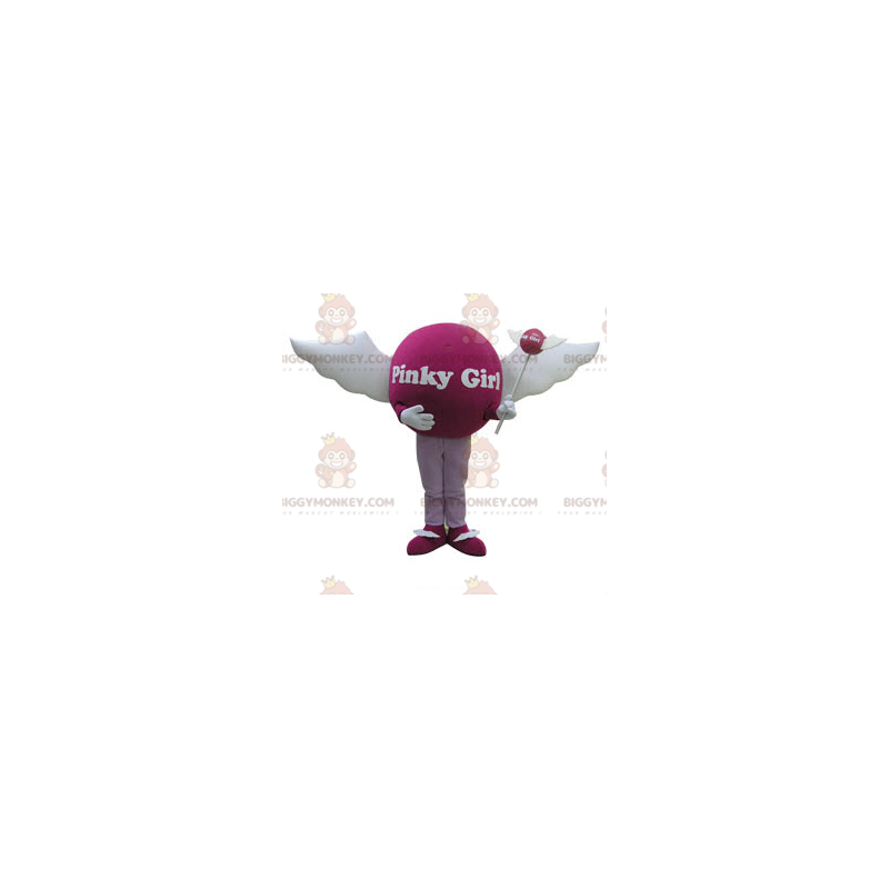 BIGGYMONKEY™ mascot costume of pink ball with wings. Female