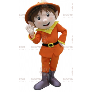 Costume de mascotte BIGGYMONKEY™ de lutin habillé en orange et