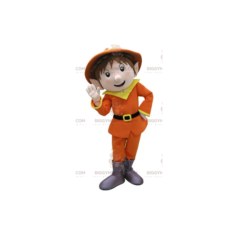 Costume de mascotte BIGGYMONKEY™ de lutin habillé en orange et