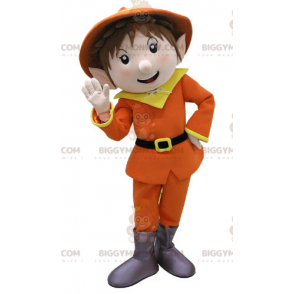 Costume de mascotte BIGGYMONKEY™ de lutin habillé en orange et