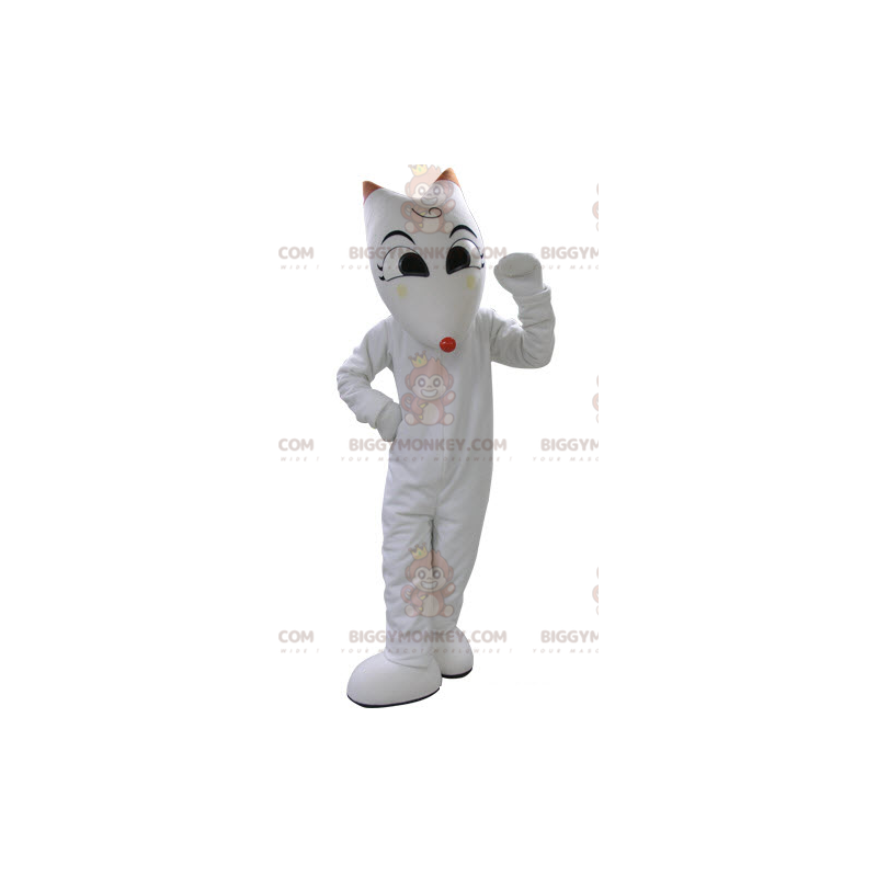 Costume da mascotte gatto bianco BIGGYMONKEY™. Costume da