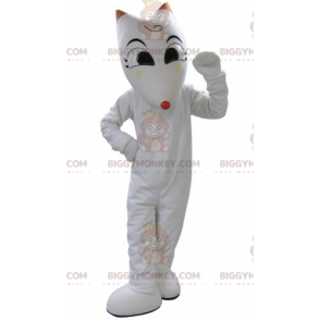 Traje da mascote do gato branco BIGGYMONKEY™. Traje de mascote