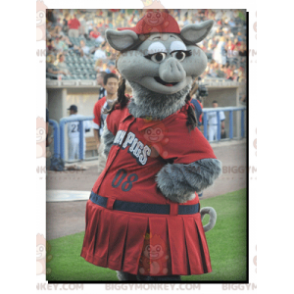 Costume de mascotte BIGGYMONKEY™ de cochon de sanglier gris -