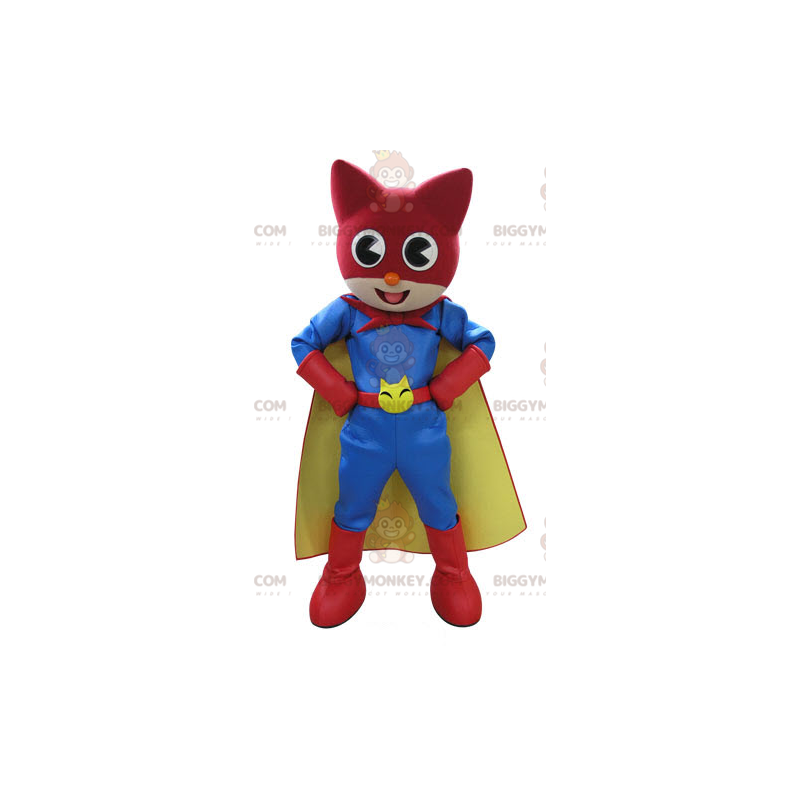 Cat BIGGYMONKEY™ Mascot Costume In Colorful Superhero Outfit -