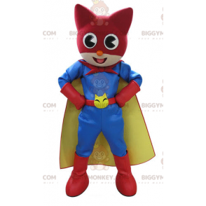 Cat BIGGYMONKEY™ Mascot Costume In Colorful Superhero Outfit -