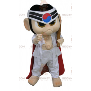 BIGGYMONKEY™ Ninja Samurai maskotkostume i hvid kimono -