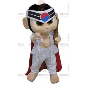 Στολή μασκότ BIGGYMONKEY™ Ninja Samurai σε λευκό κιμονό -