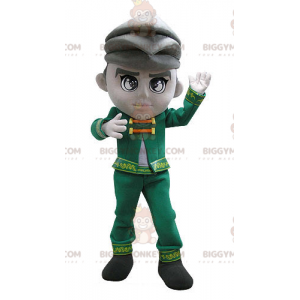 Traje de mascote masculino BIGGYMONKEY™ vestido com traje verde