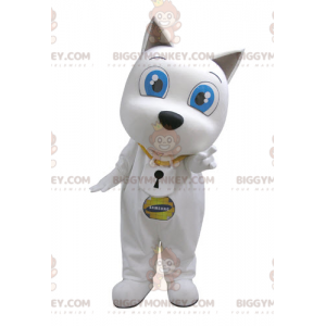 Fantasia de mascote BIGGYMONKEY™ cão branco com grandes olhos