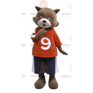 Brown and White Bear BIGGYMONKEY™ Mascot Costume. Raccoon