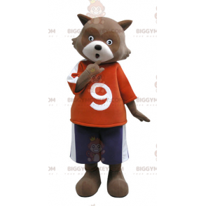 Brown and White Bear BIGGYMONKEY™ Mascot Costume. Raccoon