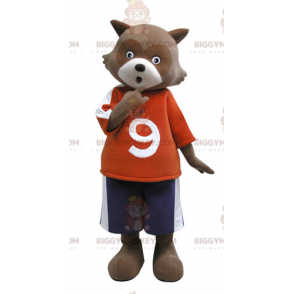 Disfraz de mascota BIGGYMONKEY™ de oso marrón y blanco. Disfraz