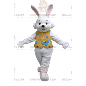 BIGGYMONKEY™ White Rabbit Mascot Costume with Orange Outfit -