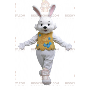 BIGGYMONKEY™ White Rabbit Mascot Costume with Orange Outfit –