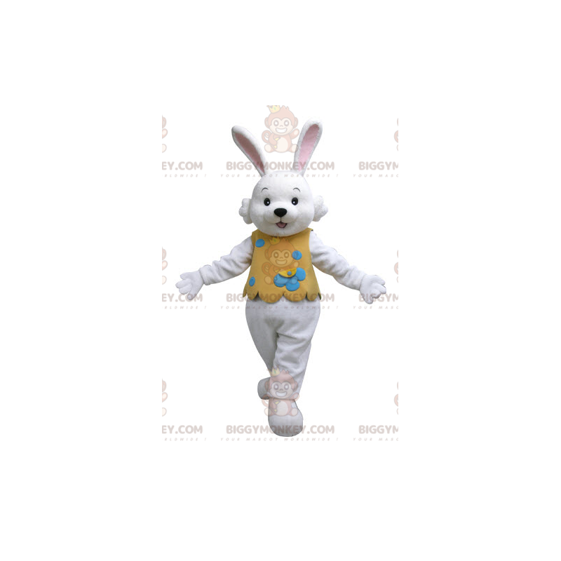 Costume de mascotte BIGGYMONKEY™ de lapin blanc avec une tenue